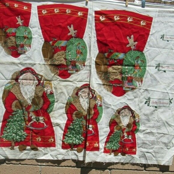Fabric Panel Father Chrismtas Santa Claus Old Fash - Picture 1 of 5